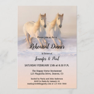 Winter Horses in Snow Rehearsal Dinner Invitation