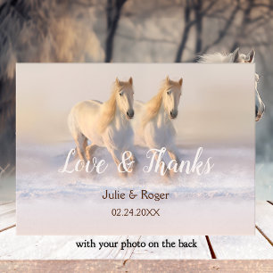 Winter Horses Photo Wedding Thank You Card