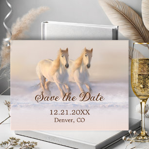 Winter Horses Wedding Save the Date Postcard
