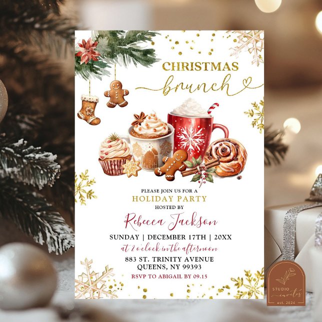 Winter Hot Cocoa and Cookies Christmas Brunch Invitation (Creator Uploaded)