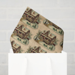 Winter House Home Antique Victorian Parchment  Tissue Paper