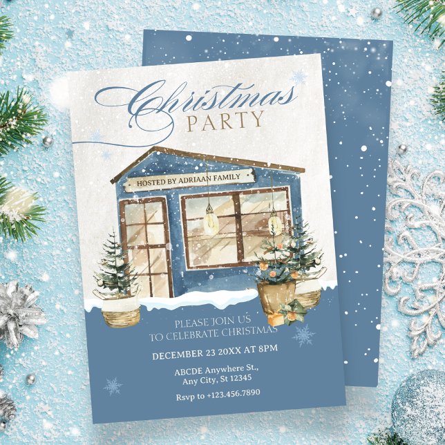 Winter house snow christmas party invitation (Creator Uploaded)