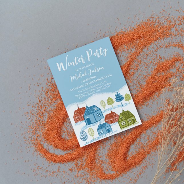 Winter houses Birthday Party Baby Invitation (Creator Uploaded)