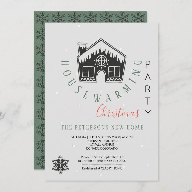 Winter Housewarming Christmas Party Modern Invitation (Front/Back)