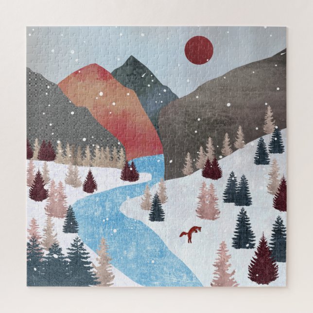 Winter Hunting Fox Jigsaw Puzzle (Vertical)