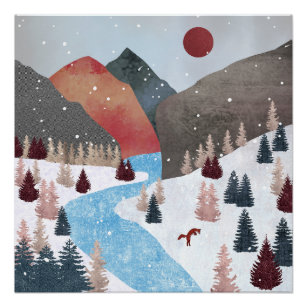Winter Hunting Fox Poster
