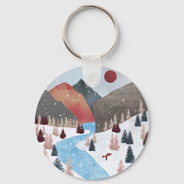 Winter Hunting Fox Trucker Hat Keychain (Back)