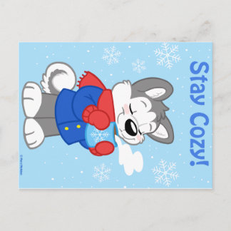 Winter husky postcard