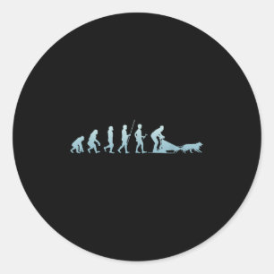 Winter Husky Sled Wolf Dog Snow Sled Rider Classic Round Sticker