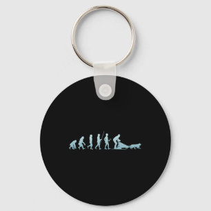 Winter Husky Sled Wolf Dog Snow Sled Rider Keychain
