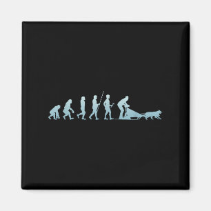 Winter Husky Sled Wolf Dog Snow Sled Rider Magnet