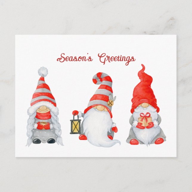 Winter Hygge Cute Christmas Gnomes   Holiday Postcard (Front)