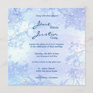 winter ice blue elegant frosty wedding invite