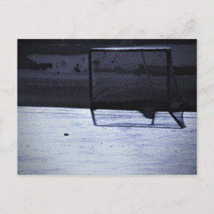 Winter Ice Hockey Puck Empty Net Postcard