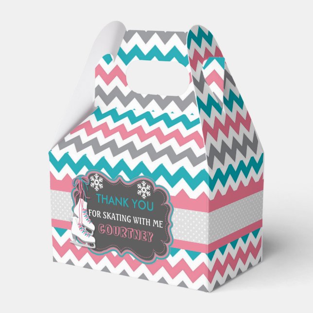 Winter Ice Skating Birthday Party Thank You Favor Box (Front Side)