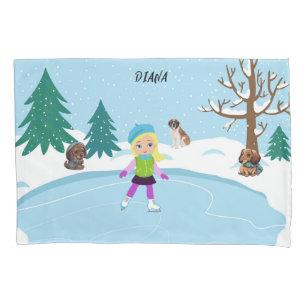Winter Ice Skating Scene personalized Pillowcase