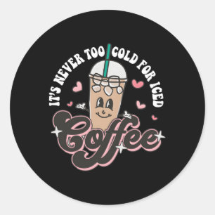 Winter Iced Coffee Classic Round Sticker