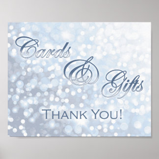 Winter Icy Blue Wedding Cards and Gifts Sign
