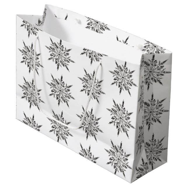Winter Icy Snowflakes Large Gift Bag (Front Angled)