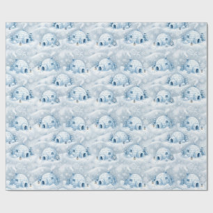 Winter Igloo Village Snow Pattern Wrapping Paper
