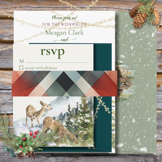 Winter in an Evergreen Forest Belly Band Invitation Belly Band (Creator Uploaded)