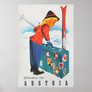 Winter in Austria Vintage Travel Poster