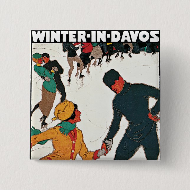 Winter in Davos 2 Inch Square Button (Front)