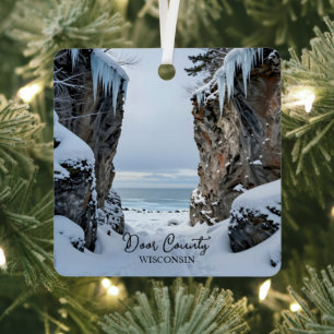 Winter in Door County  Wisconsin Souvenir Keepsake Metal Ornament