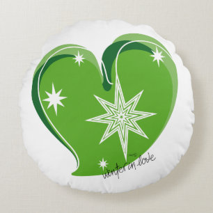 winter in love-Signature-Green Round Pillow