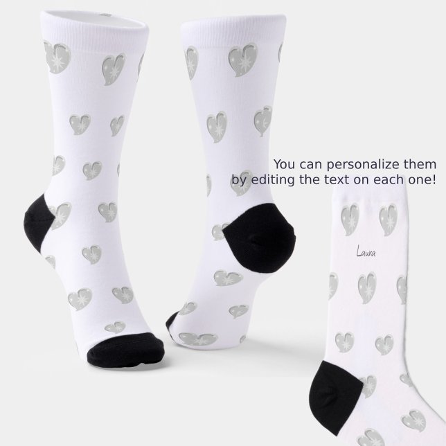 Winter in love - Silver Hearts - Editable Text Socks (A lovely Christmas gift!)