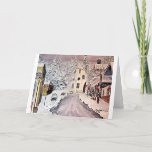 WINTER IN NEVADA CITY CA, WATERCOLOUR, CARD