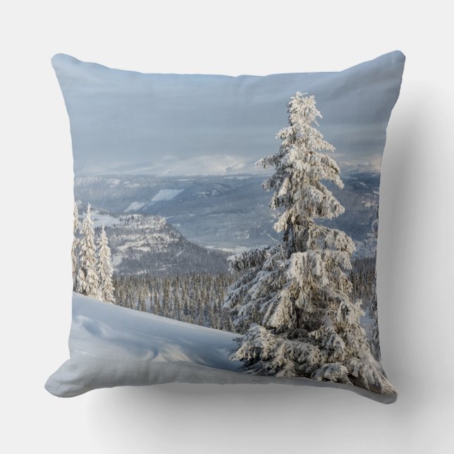 Winter in Norway Throw Pillow (Front)