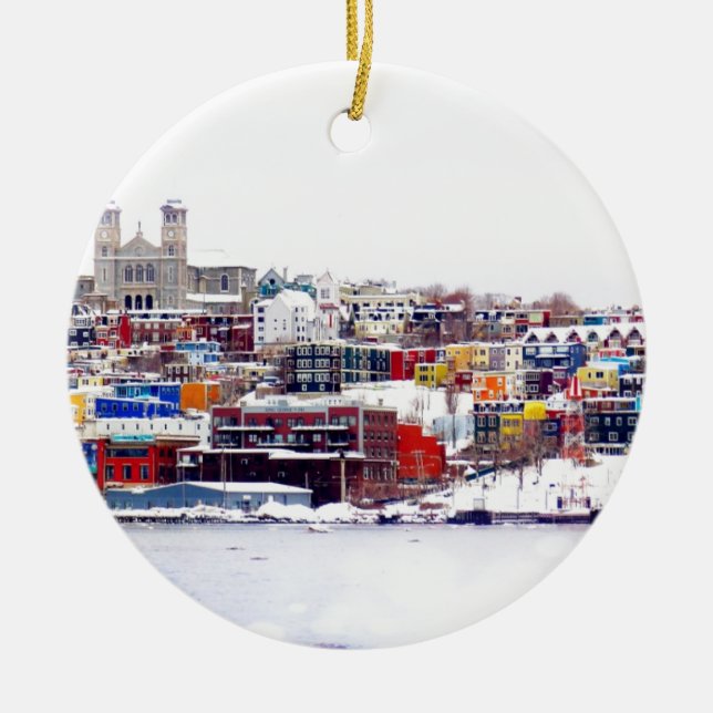 Winter In St. John's Ceramic Ornament (Front)