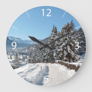 Winter in St. Moritz Large Clock