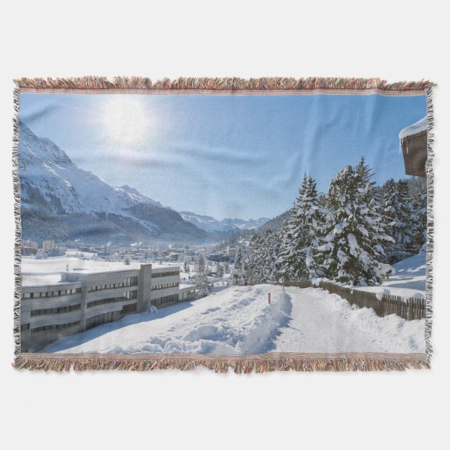 Winter in St. Moritz Throw Blanket (Front)