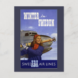 Winter in Sweden Vintage Travel Postcard