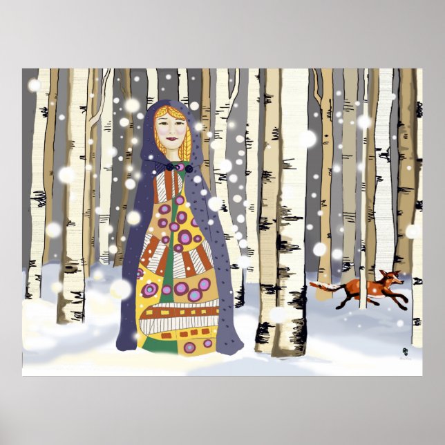 Winter in the Birch woods Poster (Front)