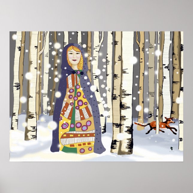 Winter in the Birch woods Poster (Front)