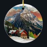 Winter in the Canadian Rocky Mountains Ceramic Ornament<br><div class="desc">A beautiful serene Village nestled quietly amongst the towering Canadian Rocky Mountains.</div>