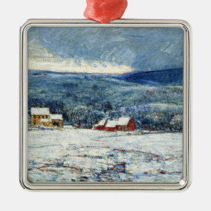 Winter in the Connecticut Hills (by Childe Hassam) Metal Ornament
