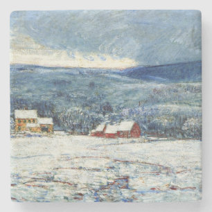 Winter in the Connecticut Hills (by Childe Hassam) Stone Coaster