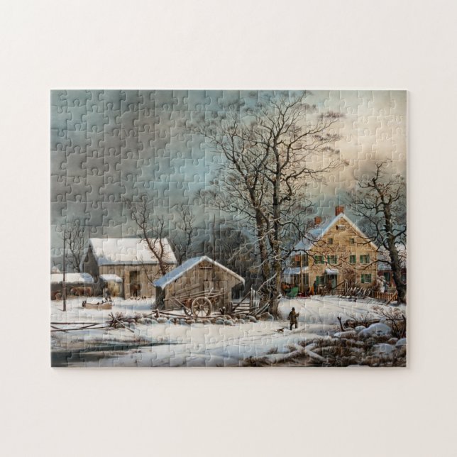 Winter in the Country, A cold  Morning Jigsaw Puzzle (Horizontal)