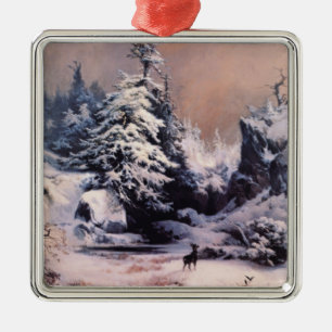 Winter in the Rocky Mountains (by Thomas Moran) Metal Ornament