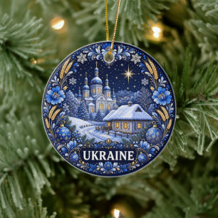 Winter in Ukraine Scenic Keepsake Ceramic Ornament