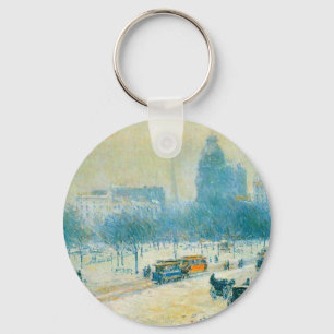 Winter in Union Square by Frederick Childe Hassam Keychain