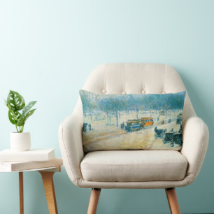 Winter in Union Square by Frederick Childe Hassam Lumbar Pillow