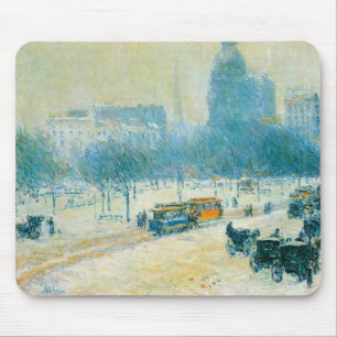 Winter in Union Square by Frederick Childe Hassam Mouse Pad