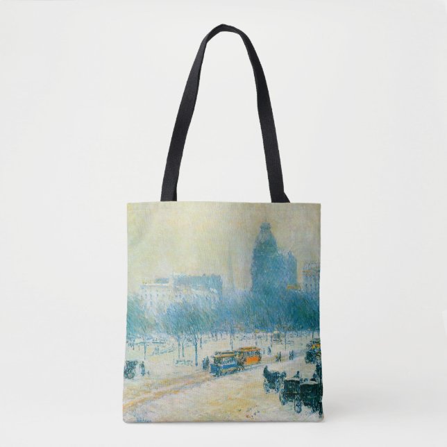 Winter in Union Square by Frederick Childe Hassam Tote Bag (Front)