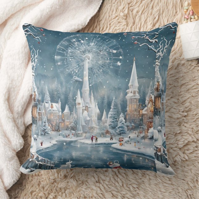 Winter in wonderland Christmas Throw Pillow (Blanket)