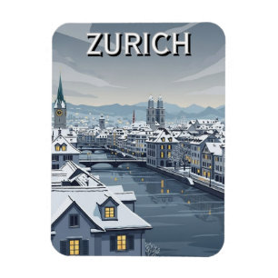Winter in Zurich Switzerland Travel Magnet